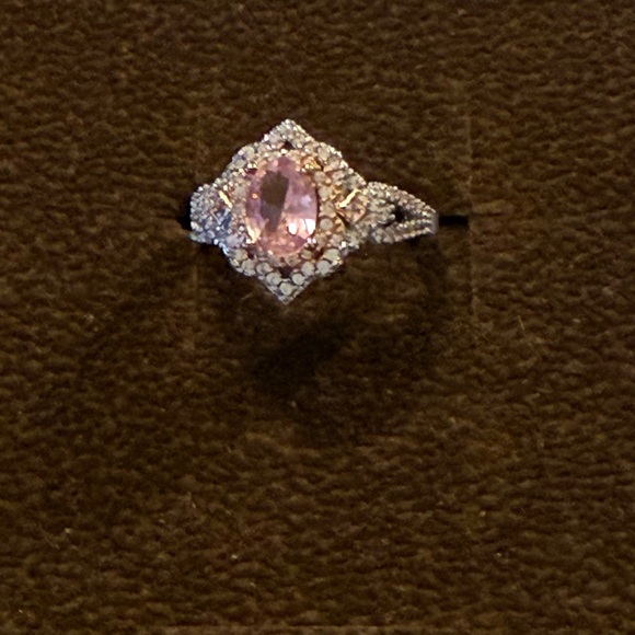 Source Unknown Jewelry - Art Deco 3ct oval lab created Sapphire wedding 14K white gold plated silver tone